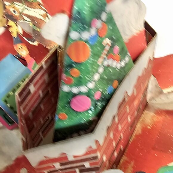 Vintage Hallmark Pop Up Christmas Card Santa Claus, Sleigh Chimney & Reindeer - Picture 16 of 16